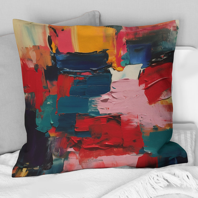Coussin Red Teal Cubist Fusion - Cubism