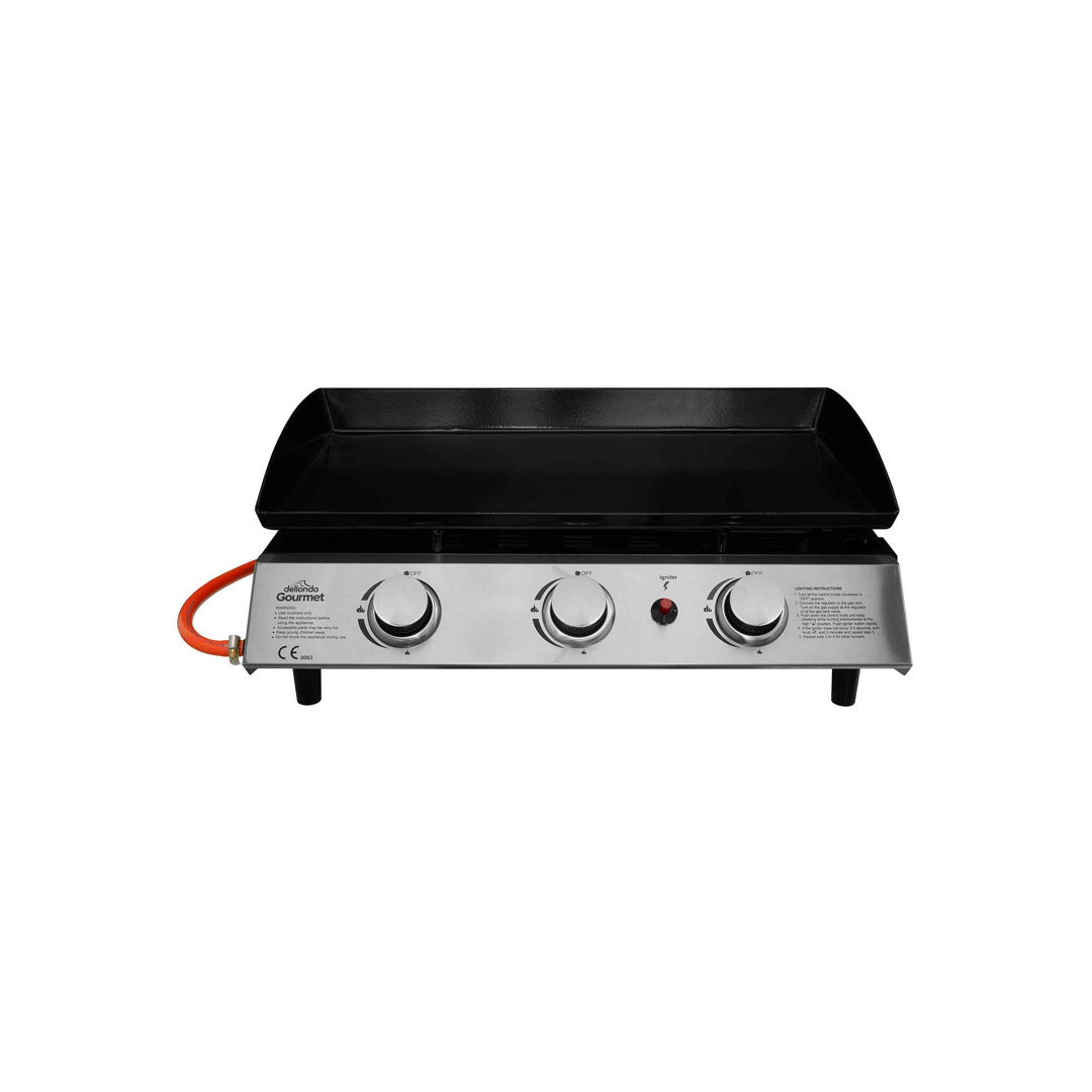 Portable Gas Plancha 7.5kW, BBQ Hot Plate Griddle, 3 Burner, Dellonda DG22 A - Image 7