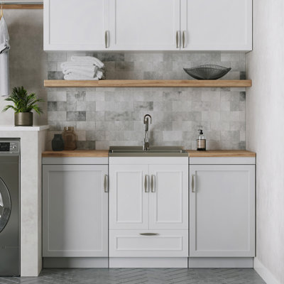 Cardinal - 24" Laundry Cabinet With Faucet And Stainless Steel Sink - White