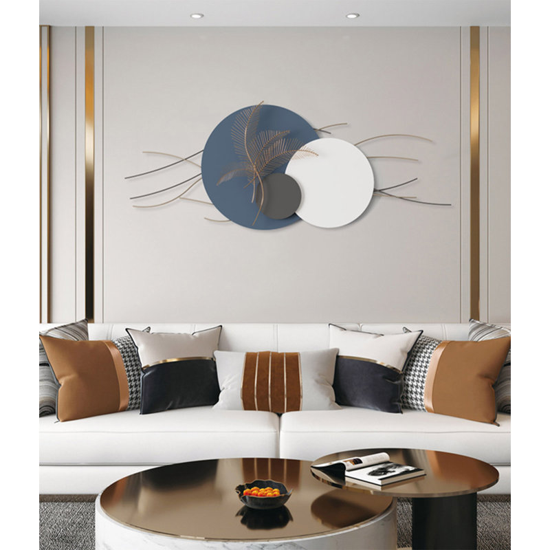 Décoration murale anneau de luxe en fer, H 23,62 po x l 59,06 po x P 1,57 po