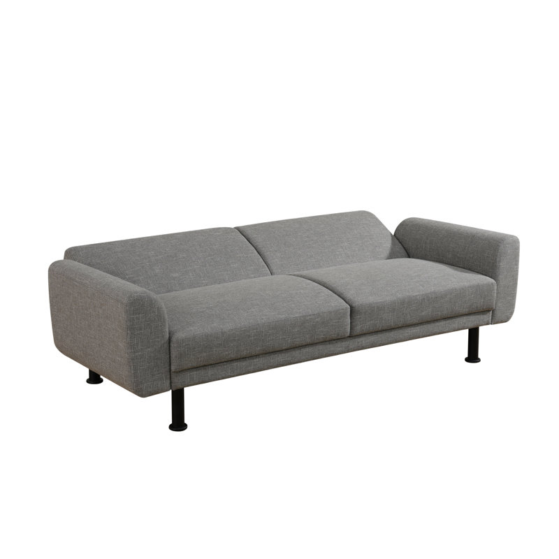 Canapé à accoudoirs arrondis en lin 79,5 po Tav, Gris