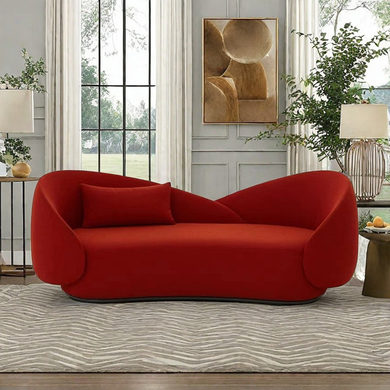 Light Luxury Simple Curved Red Sofa