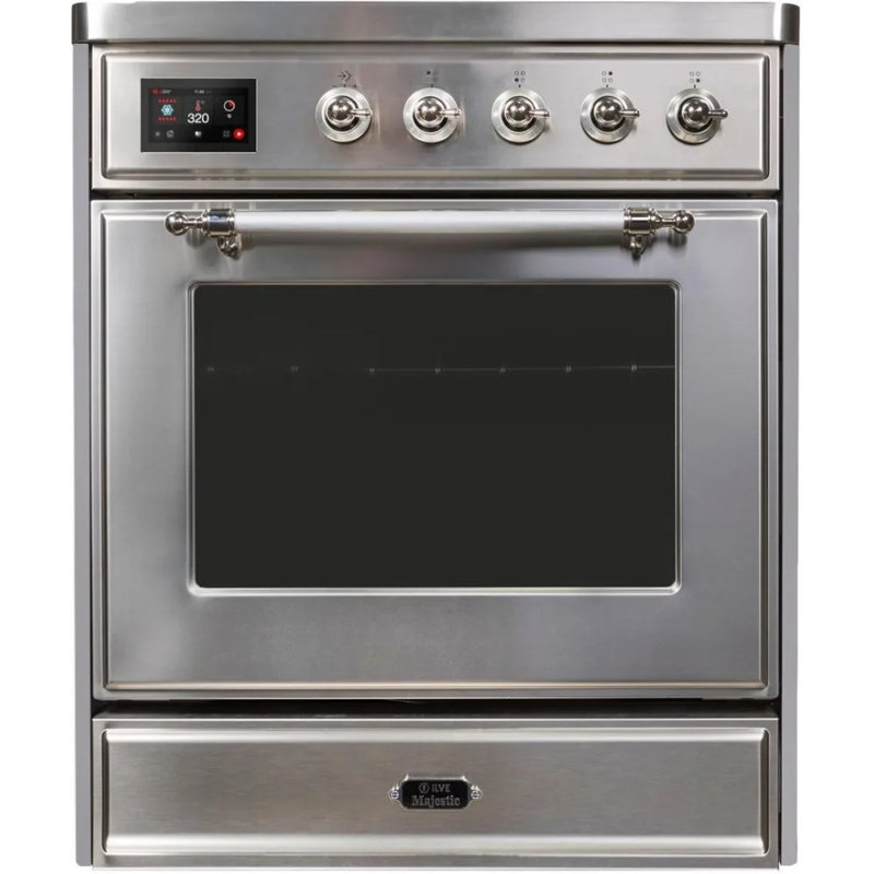 ILVE Majestic II Series 40 inch Induction Range with 6 Induction Elements (Glass Door), Stainless Steel/Chrome