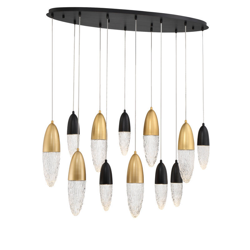 Lustre 12 lumières Écrou, Noir/laiton