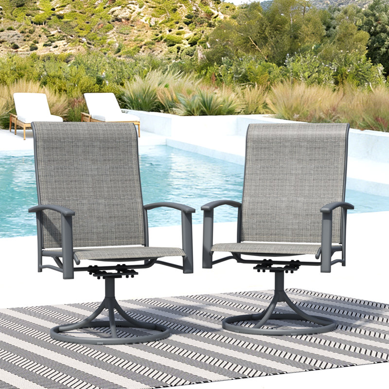 Swivel Patio Chairs Set of 2, Outdoor Swivel Armchairs, High Back Metal Dining Chairs for Outside, Ergonomic Patio Swivel Chairs, All-Weather Garden Deck Furniture