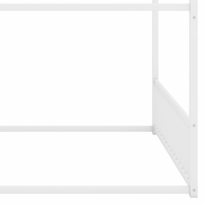 Metal Secure Floor Sleeper With Vertical Guardrails For Boys And Girls​, White