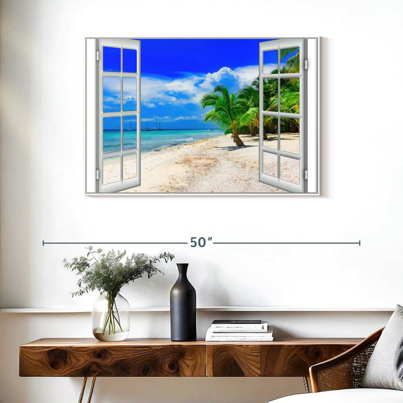 Fenêtre sur Malwae, Cadre flottant blanc, 37 po x 25 po