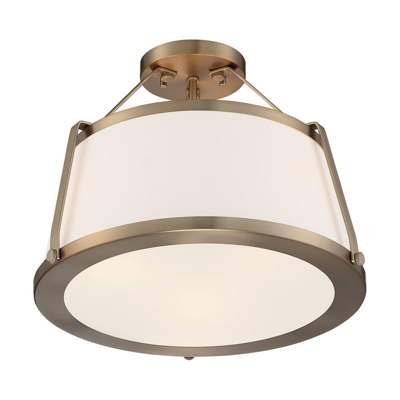 Plafonnier semi-encastré 3 lumières 15,5 po Vonnie, Laiton bruni