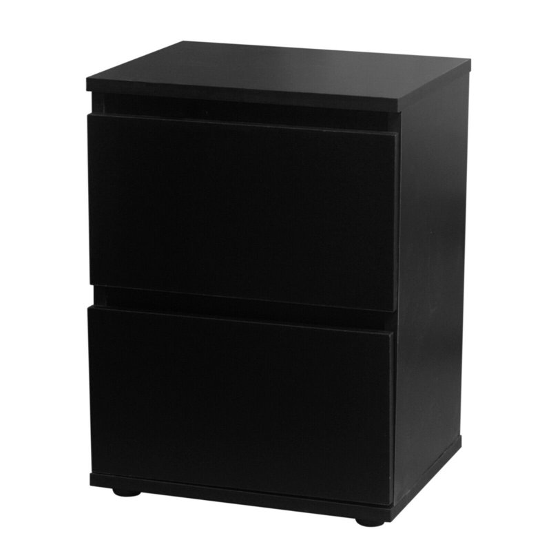 Baptistine 36cm W Particle Board / Chipboard Bedside Table, Black/White