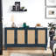 Panneaux de grain de qualité supérieure fabriqués à la main, armoire-buffet en rotin, armoire de rangement décorative avec 4 portes en rotin, armoire de rangement moderne avec tablettes réglables pour le salon-73221703