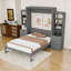 Grand lit escamotable en bois avec tablettes et tiroirs de rangement-129448439