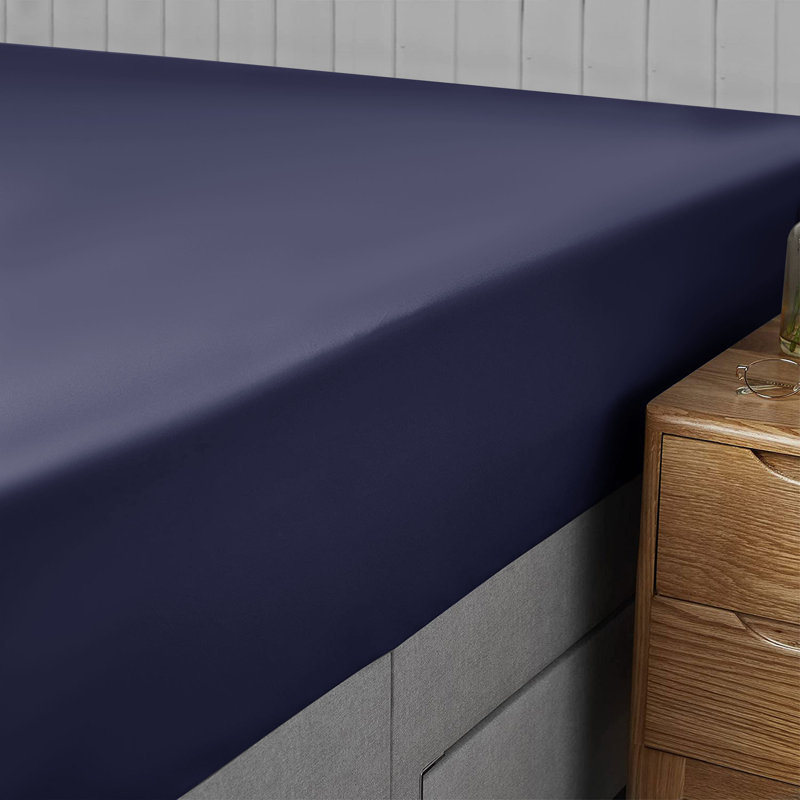 Aerona 200 Thread Count Microfiber Brushed Fitted Sheet, Double (4'6), Navy