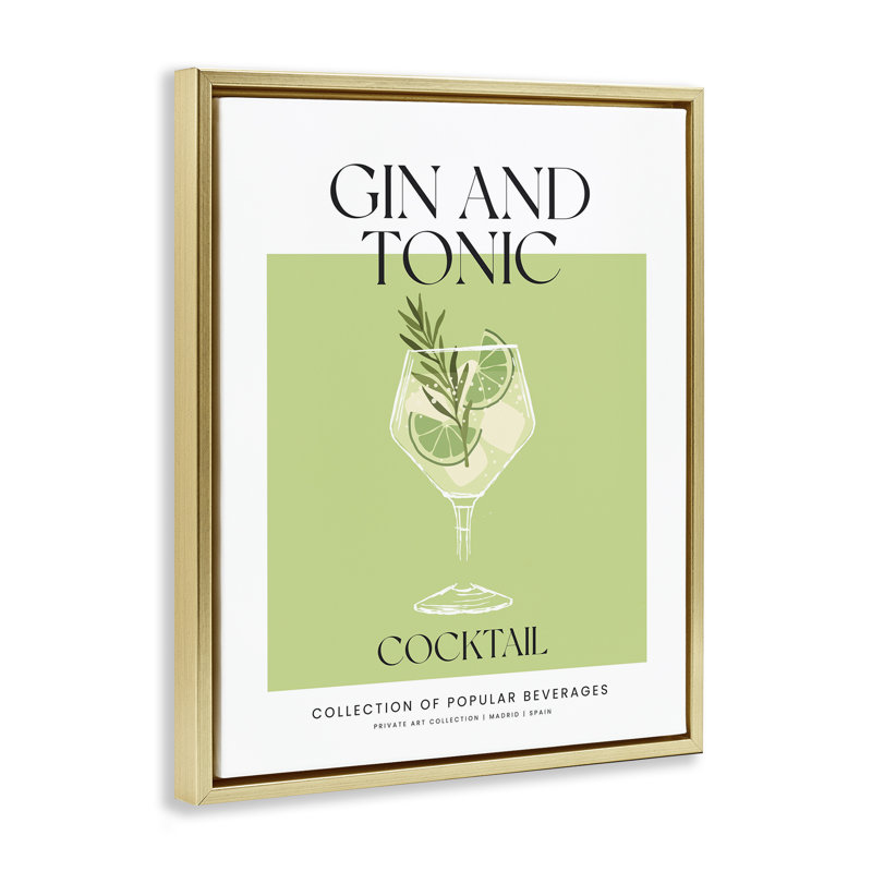 Art mural sur toile Minimal Gin and Tonic Brown, Cadre flottant gris lustré, H 21 po x l 17 po