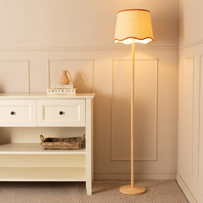 Rozana 161cm Traditional Floor Lamp, Natural/Red, Yes