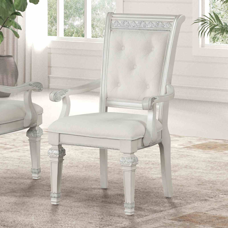 Chaise de salle à manger avec accoudoirs et dossier rembourrés de style traditionnel 2 pièces