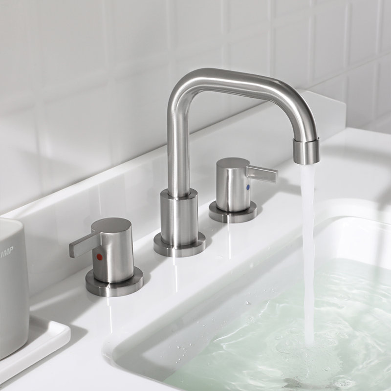 Robinet de salle de bain à 2 poignées avec drain, Nickel brossé