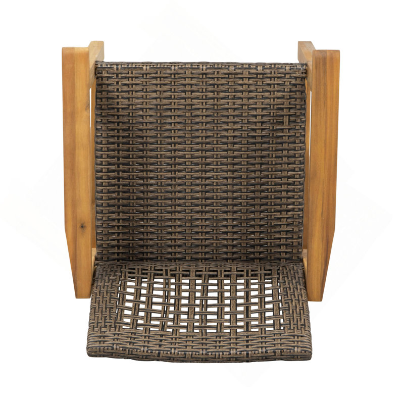 Ensemble de salle à manger 5 pièces pour patio, table à lattes de 63 po et 4 chaises en bois d'acacia et en rotin de polyéthylène pour patio