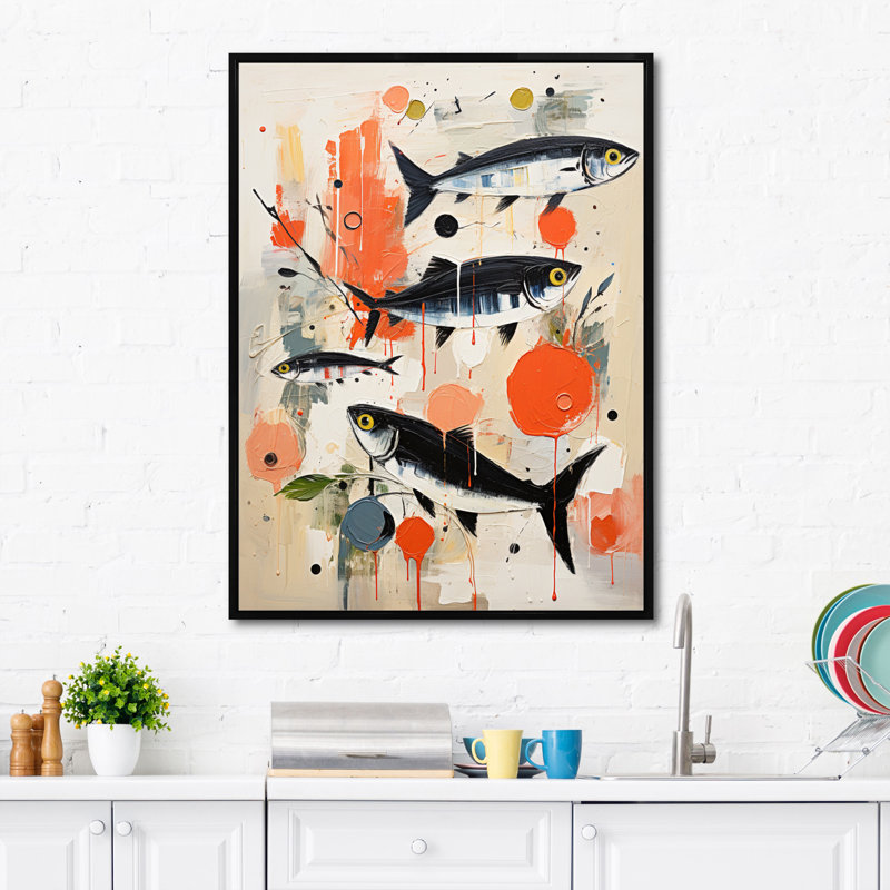 Fruits de mer Cuisine III sur toile, Cadre flottant noir, H 32 po x l 16 po x P 1 po