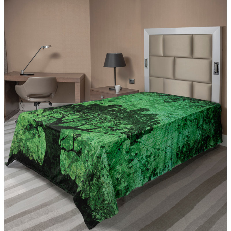 Drap-housse vert Ambesonne, Drap plat pour lit simple