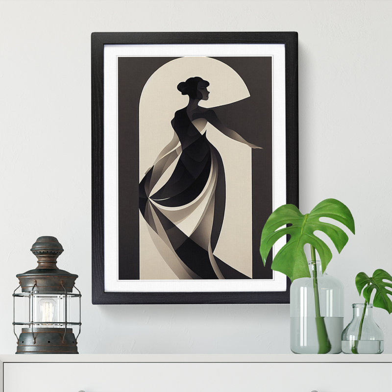 FRM-V0523-133X Deco Woman Portrait - Single Picture Frame Print, 46cm H x 34cm W x 2cm D, Oak Framed