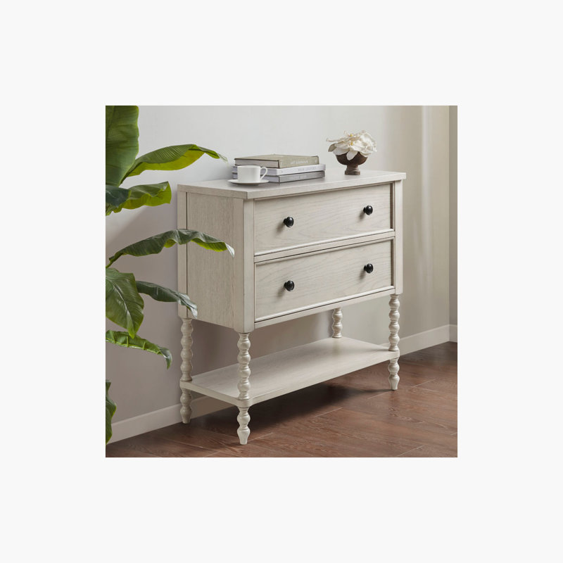 Commode d'appoint 2 tiroirs Beckett, Crème, crème