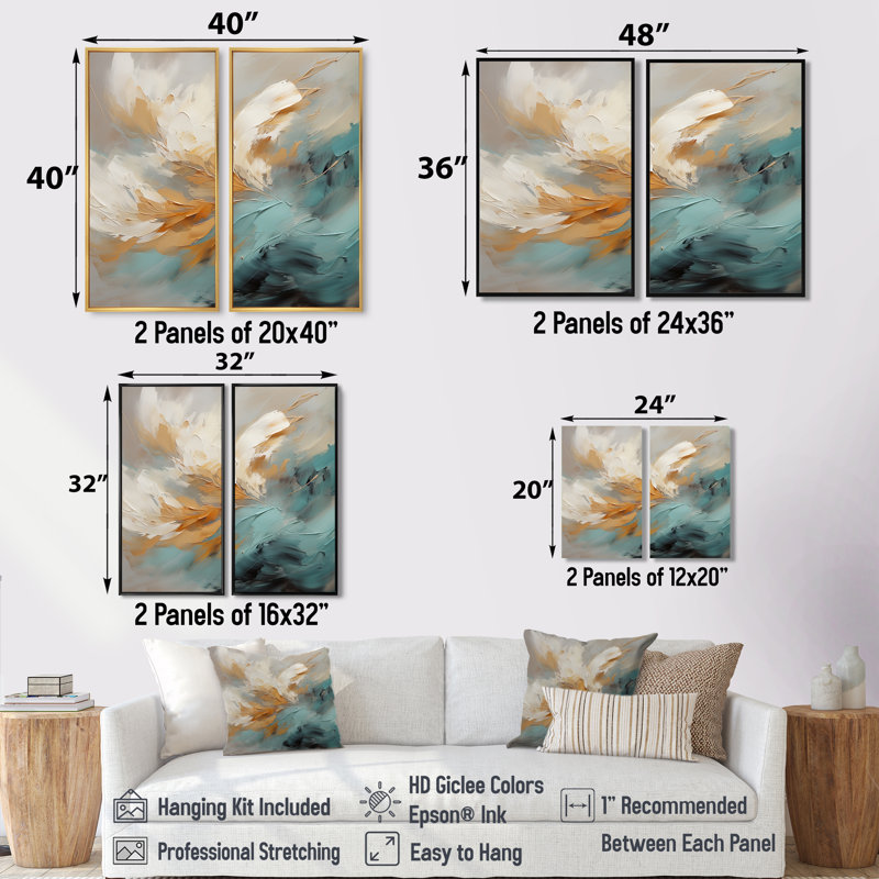 Joy of Peace, peinture abstraite or bleu clair - grande peinture murale abstraite, H 20 po x l 24 po, Noir