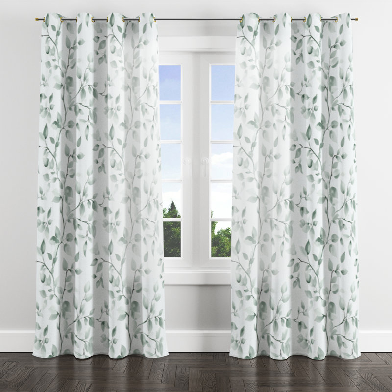 Country Farmhouse Room Darkening Curtains - Floral Banan Grommet Curtain - 1 Panel, Gold Grommets, 52" W x 63" L