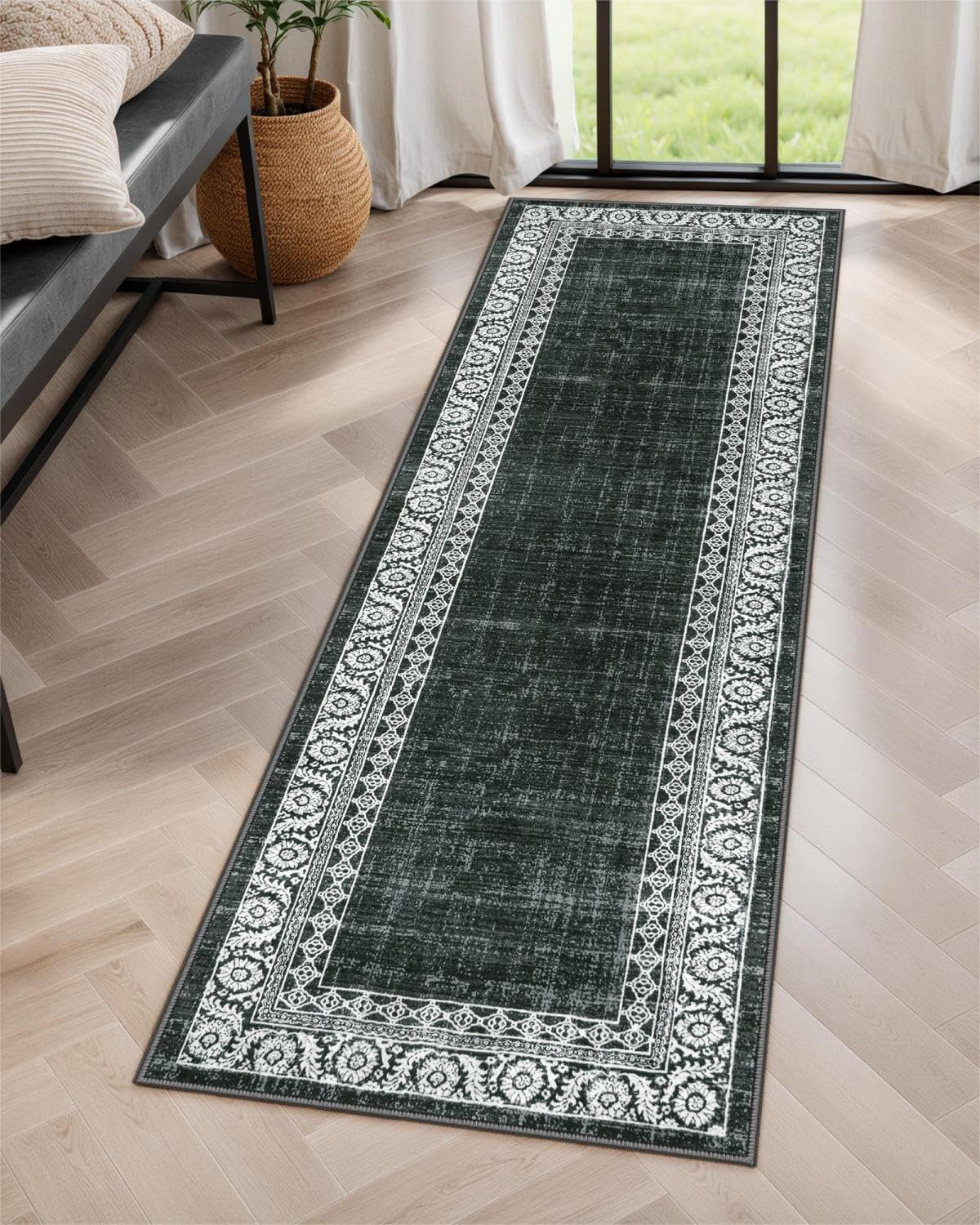 Charlton Home® Faizal 2X6 Black Kitchen Runner Rugs Non Skid Washable ...