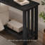 Table d'appoint mince avec tablette de rangement, table de chevet moderne noire pour le salon et la chambre à coucher