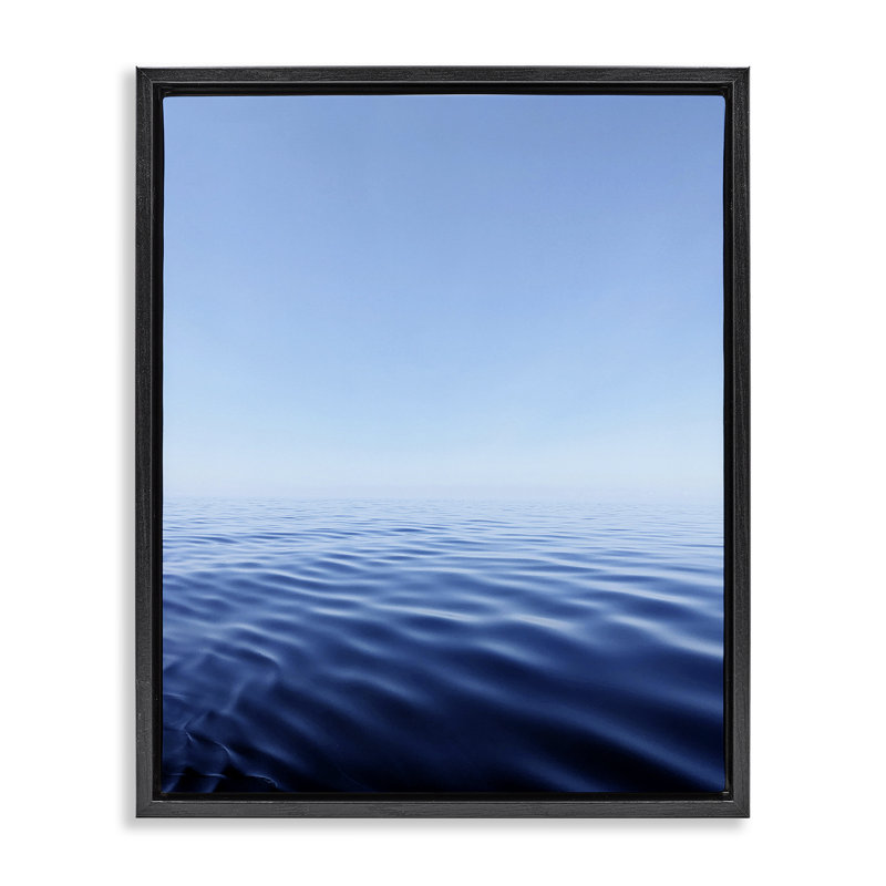 Cadre flottant Cool Blue Ocean Ripples, design par Kali Wilson, Cadre flottant noir de jais, H 21 po x l 17 po