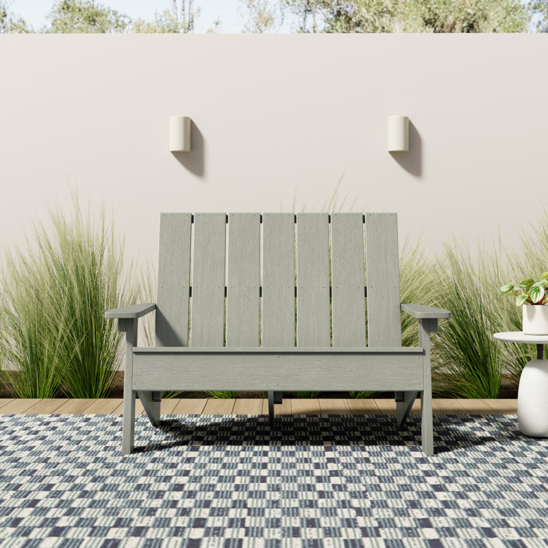 Byrnes Recycled Plastic Double Adirondack Loveseat, Eucalyptus