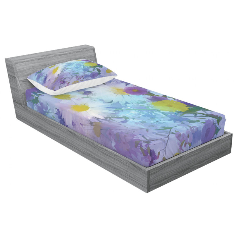 Microfiber Floral Sheet Set, Twin Sheet Set with Fitted Sheet