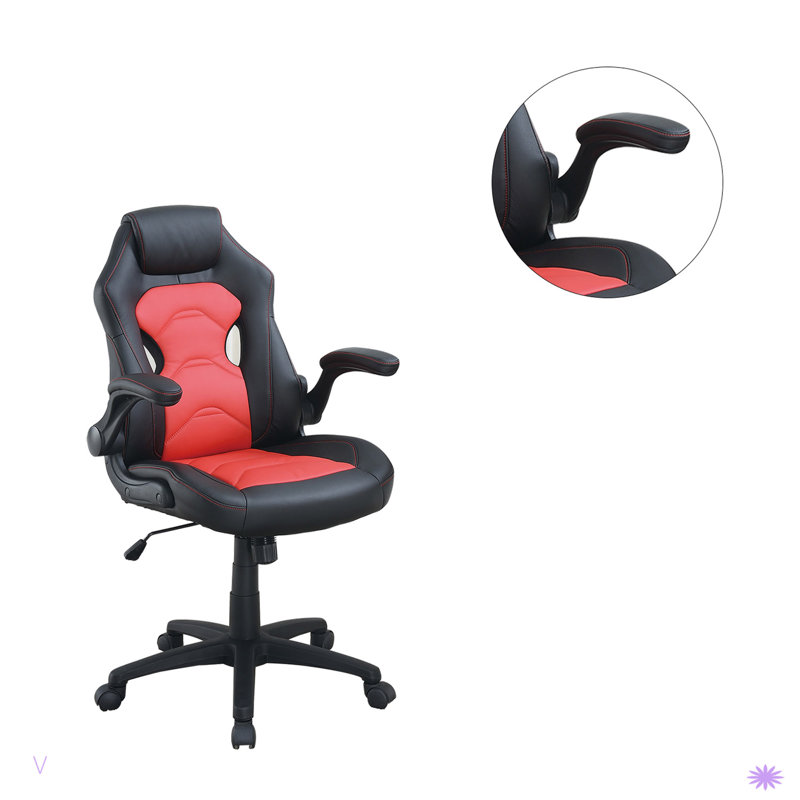 Adjustable Height Swivel Executive Computer Chair, Black/Red