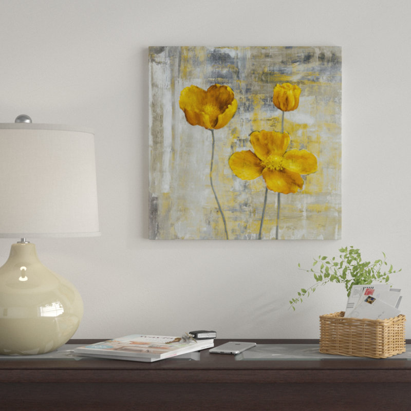 « yellow fleurs ii », impression sur toile, H 37 po x l 37 po x P 1,5 po, Toile tendue, Pas de tapis