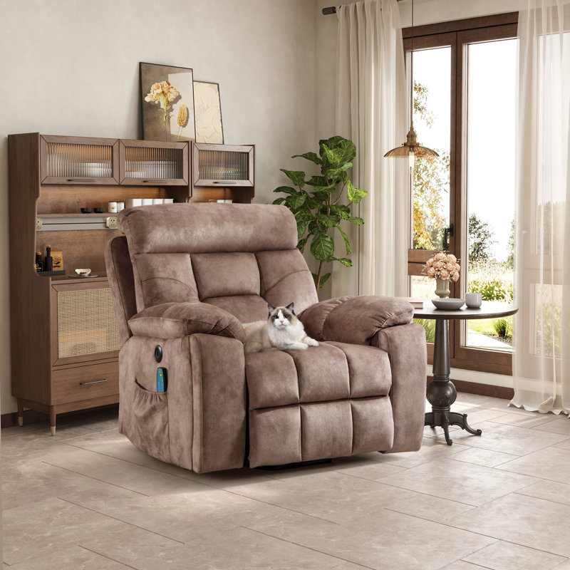 Khristi 42.7" Wide Oversize Microfiber Lift Assist Reclining Chair with Massage Heating & Dual Hidden Cupholder & USB & Side Pocket Set of 5