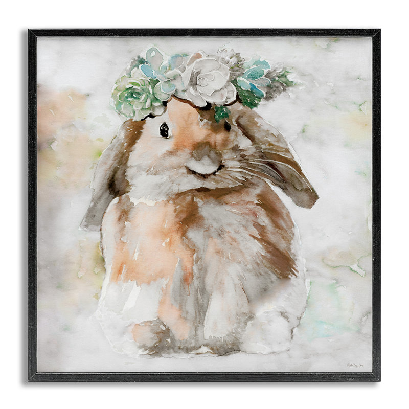 «Bunny & Spring Floral», estampe numérique par Stellar Design Studio, Estampe numérique Farmhouse, H 24 po x l 24 po