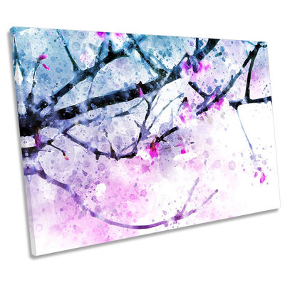 Pink Tree Blossom Modern - Wrapped Canvas Print
