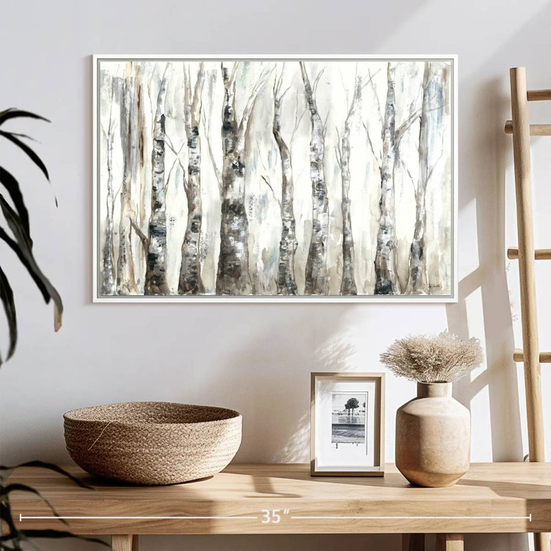 Winter Aspen Trunks - neutre, Cadre flottant blanc, 25 po x 17 po