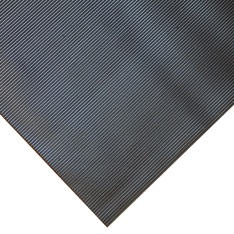 Black Thermoplastic Rubber Fine-Ribbed Garage Flooring Roll, 36'' x 24''
