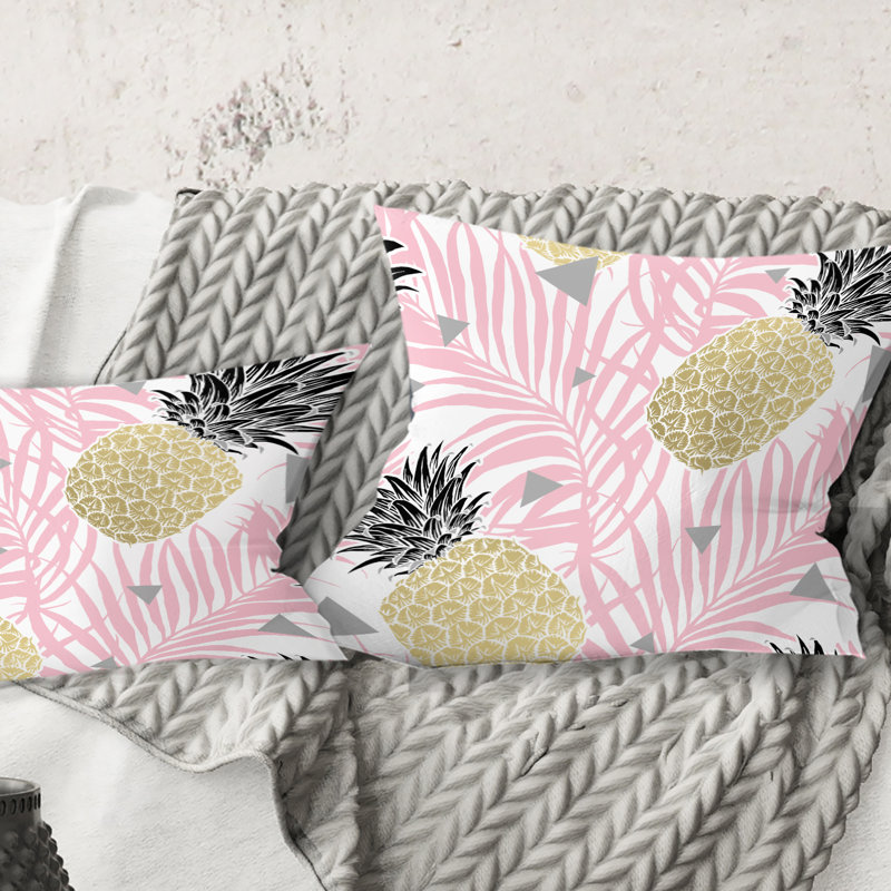 Coussin Golden Golden Leaves - Mid-Century Modern, 16 po x 1 po