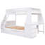 Lit simple superposé au-dessus d'un lit double avec lit gigogne, bureau intégré, blanc - Offre une chambre fonctionnelle pour un sommeil relaxant-945843901-945843902