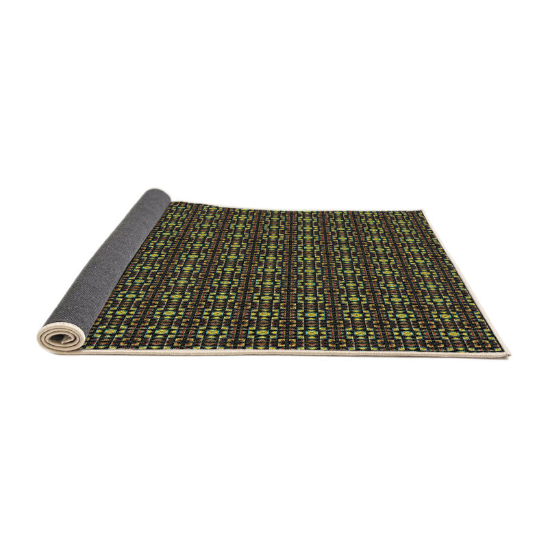 Tapis décoratif brun géométrique, Rond 3 pi
