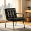 Fauteuil d'appoint rembourré en cuir avec coussin épais 21,3 po Mid-Century-530029641
