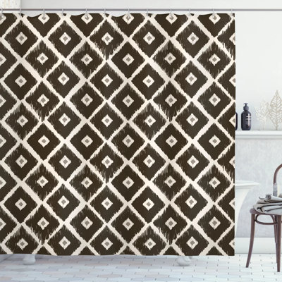 Geometric Shower Curtain with Hooks Included