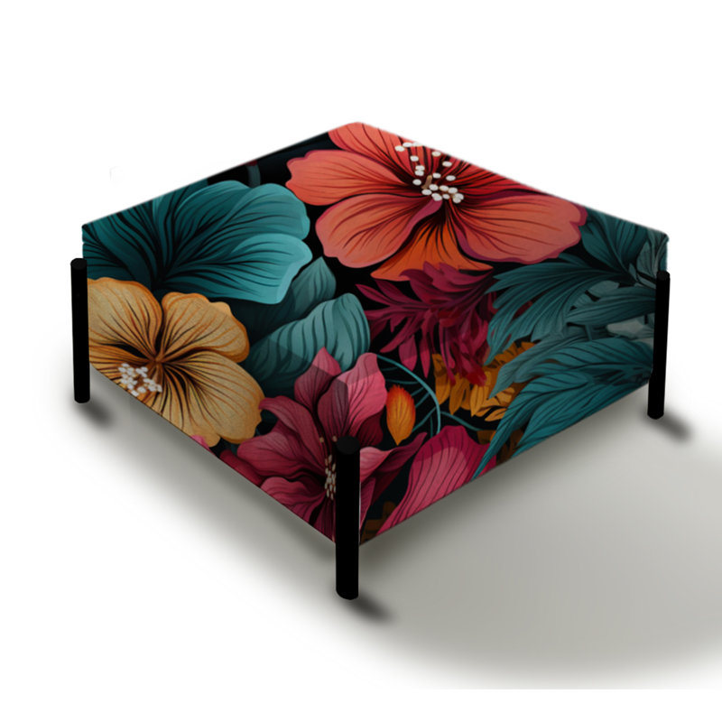 Aquarelles tropicales motif botanique II - grand repose-pieds carré floral