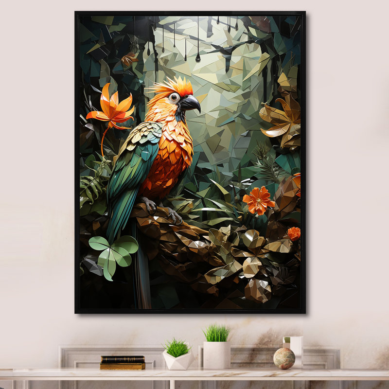 Jungle of Amazonian Dream 1 - Art mural jungle, Cadre flottant noir, H 32 po x l 16 po x P 1 po