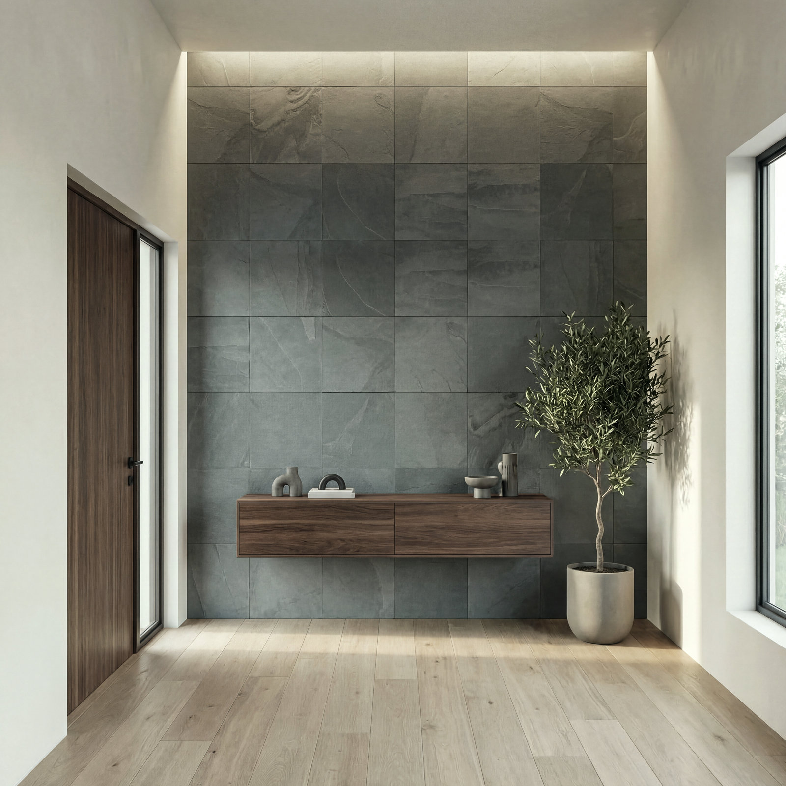 Camden 12 in. x 12 in. Gauged Slate Floor and Wall Tile, Mist