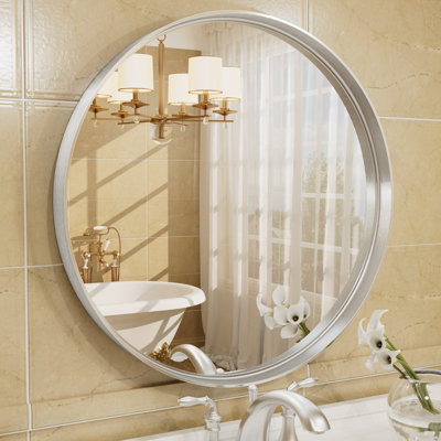 Aevar Tempered Glass and Aluminum Alloy Framed French Cleat Mounted Wall Mirror with 5-Year Warranty