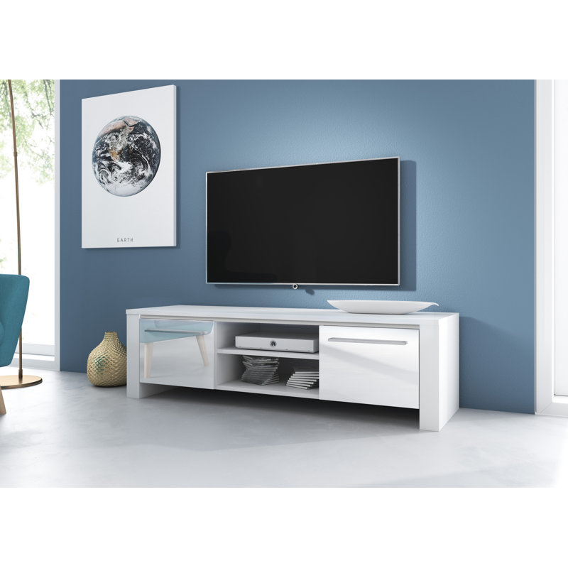 Twitchell Unfinished TV Stand for TVs up to 60", White/White Gloss