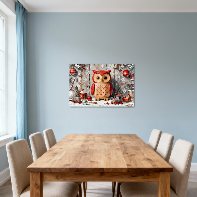 Motif de décorations de Noël hibou en bois de Noël, H 16 po x l 24 po